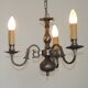 Italian Vintage Silver Brushed Metal 3 Light Flemish Style Chandelier