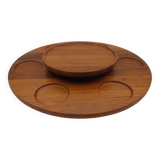Large Stylform teak rotating serving tray