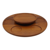 Large Stylform teak rotating serving tray