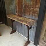 Wooden and cast iron workbench console