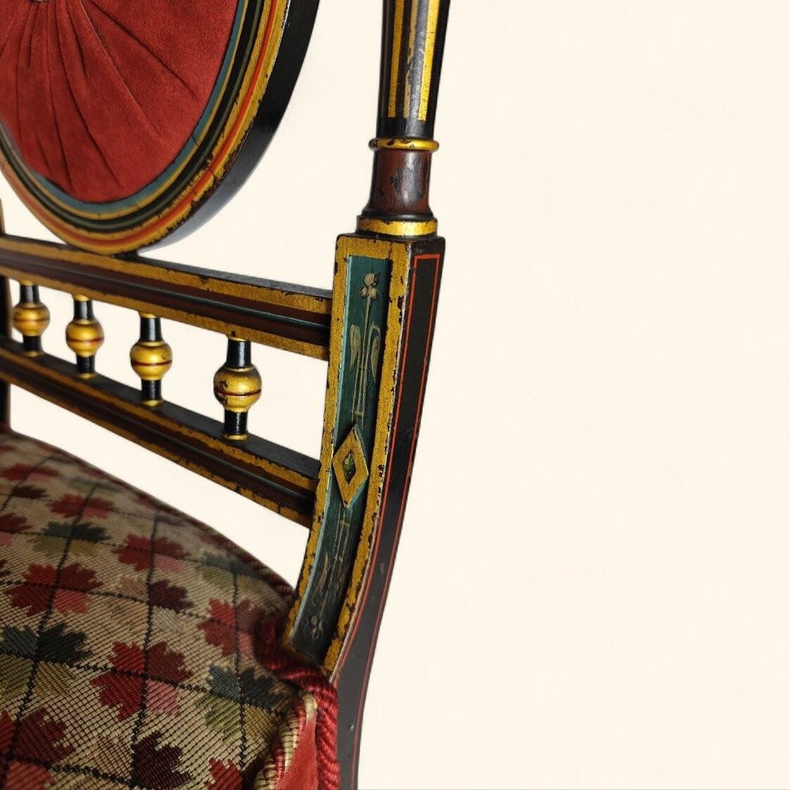 Blackened Wood Boudoir Chair - Napoleon III