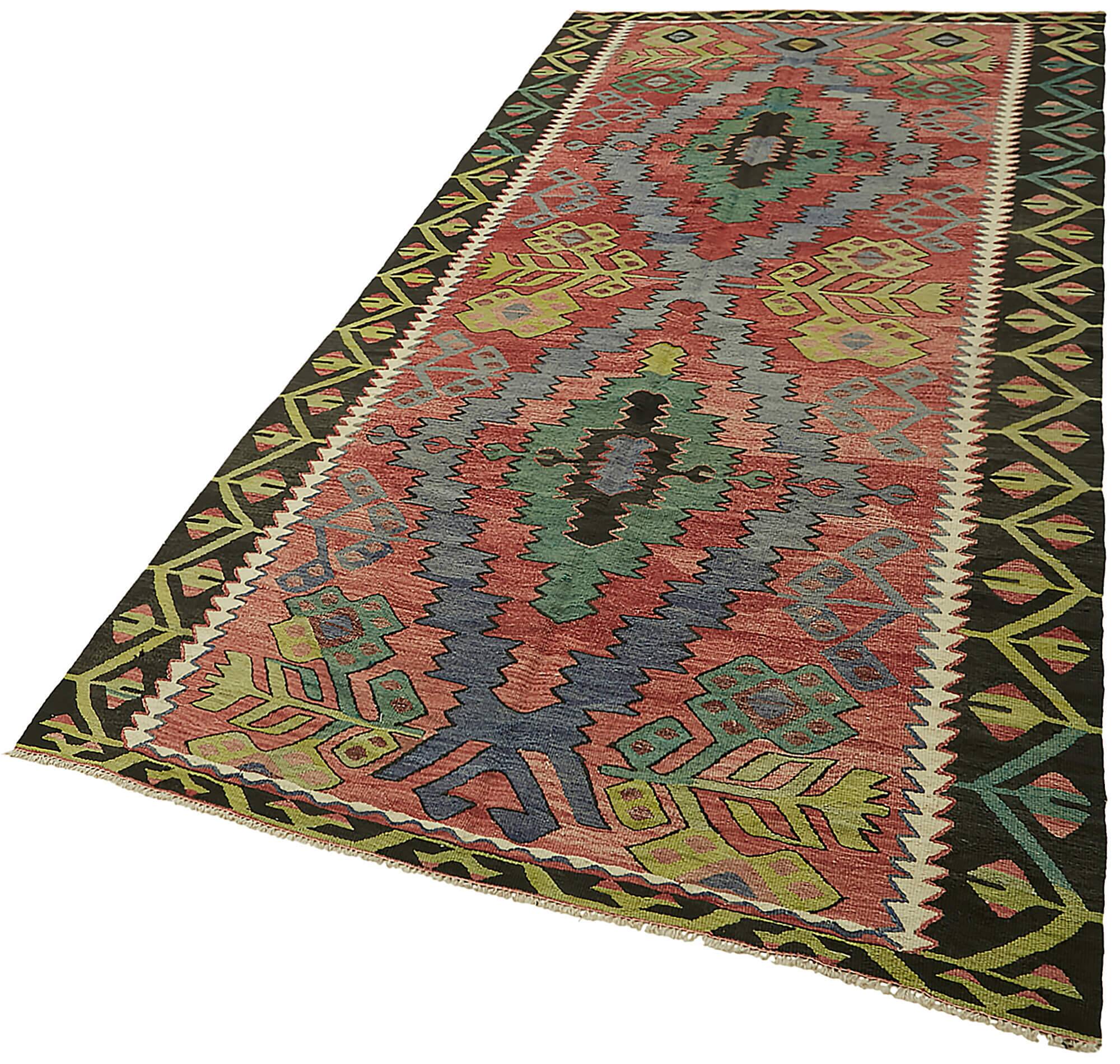 Turkish Handmade Vintage Anatolian Kilim 143 cm x 300 cm