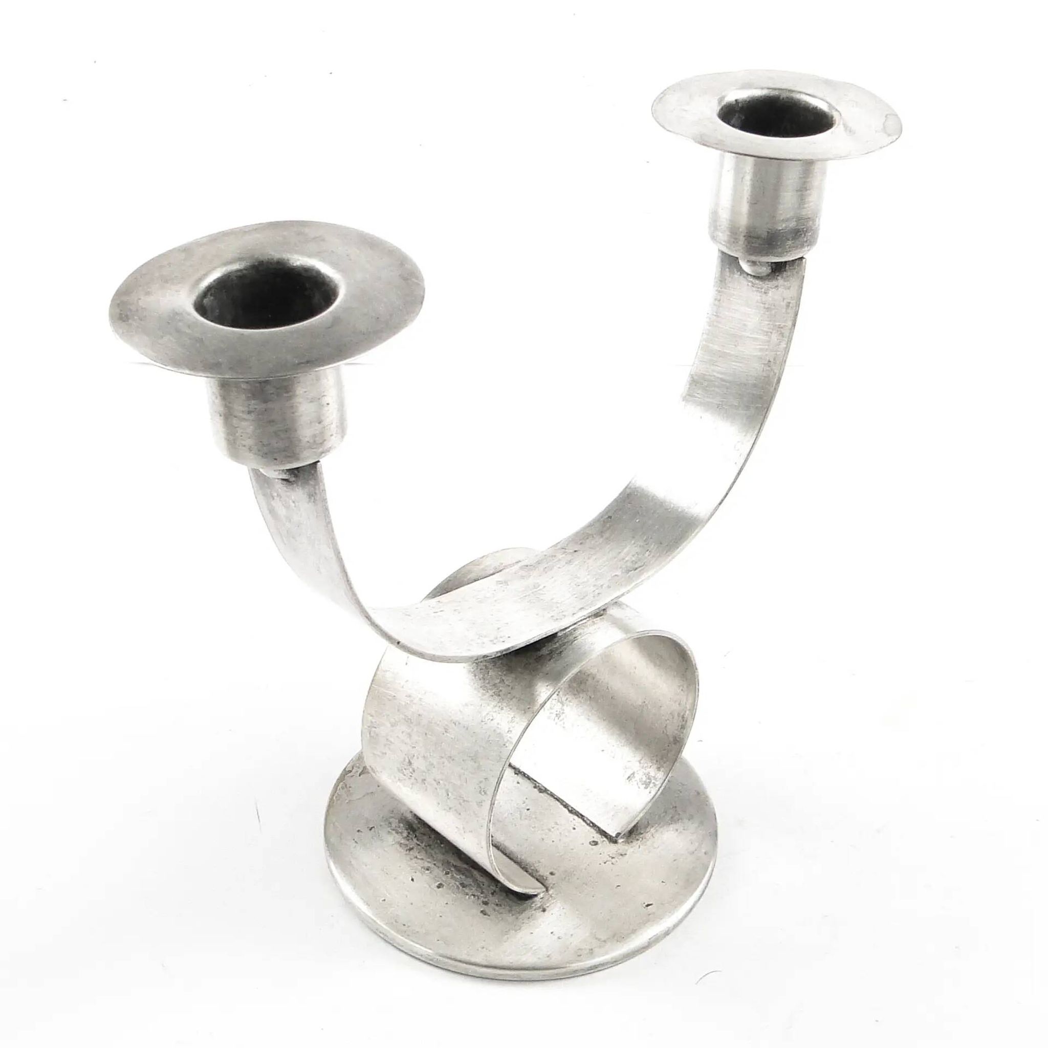 Art Deco two-arm candlestick, metal, WMF, Germany, 1930s