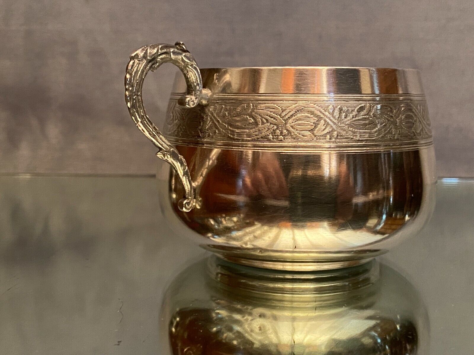Lunch cup in silver metal Regency style