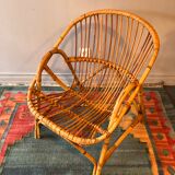 Rattan basket armchair 60s