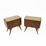 Pair of Mid-Century Modern Italian Walnut and Thuja Root Nightstands, 1950s