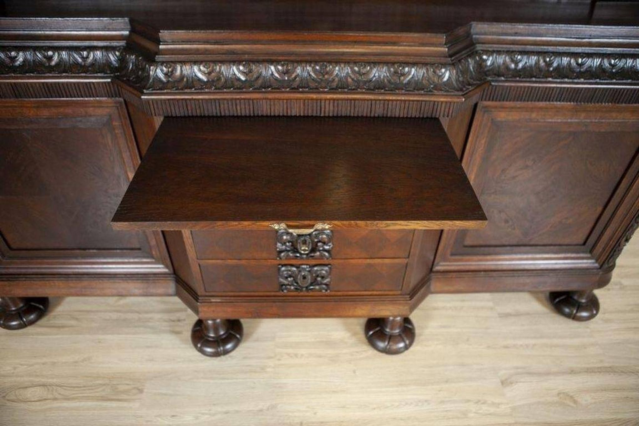 Interwar Oak Sideboard in Dark Brown, 1930s