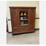 Antique Art Nouveau walnut bookcase