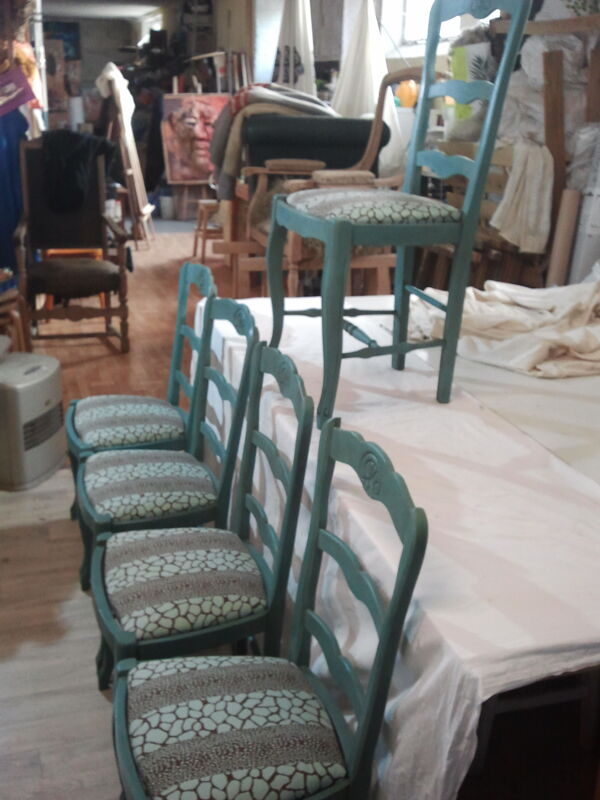 chaises marbrées lot de 5 chaises