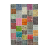 Handmade turkish overdyed 205 cm x 300 cm multicolor patchwork carpet