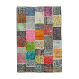 Tapis de patchwork turc surteint fait à la main 205 cm x 300 cm