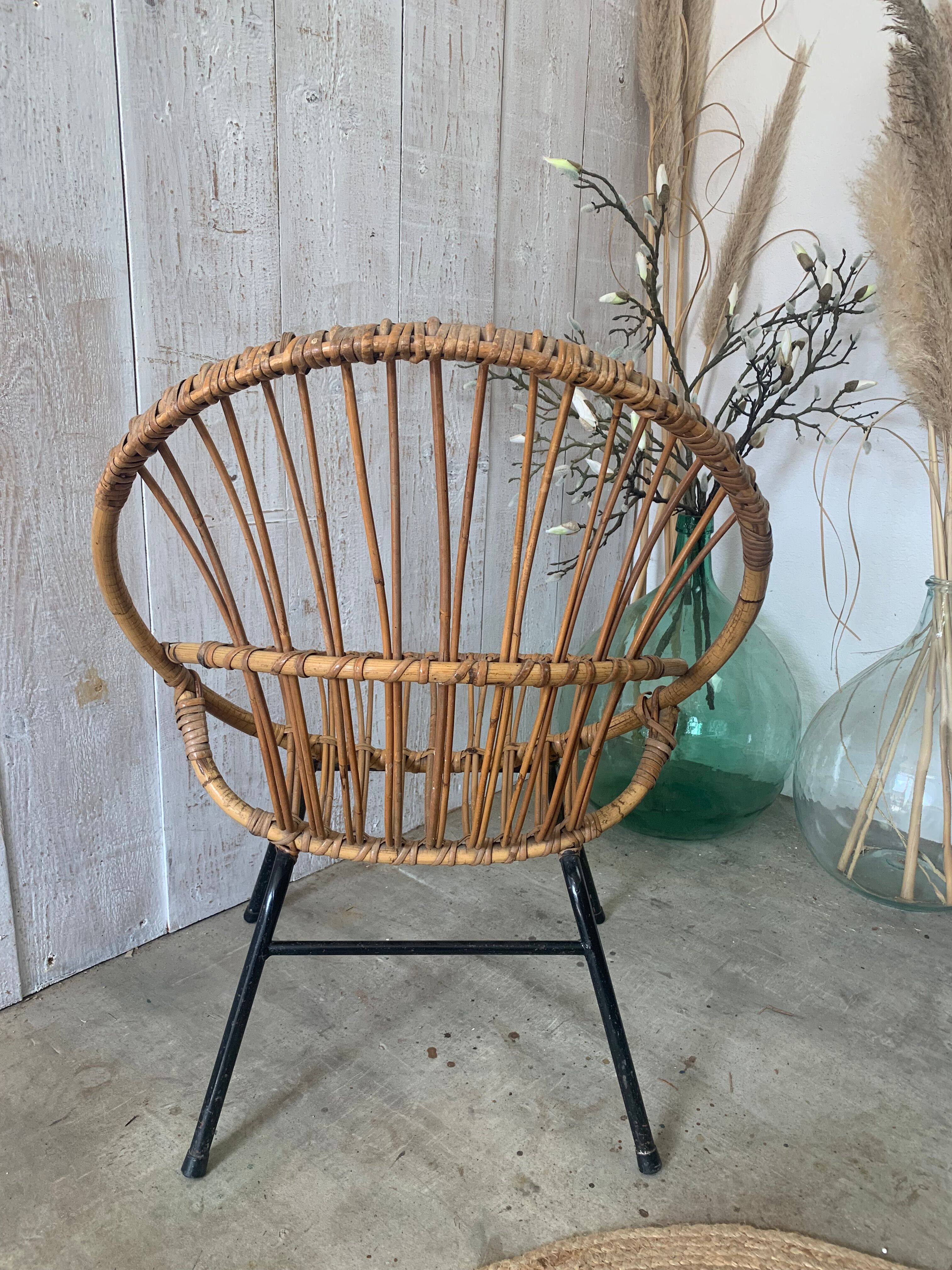Fauteuil en rotin vintage