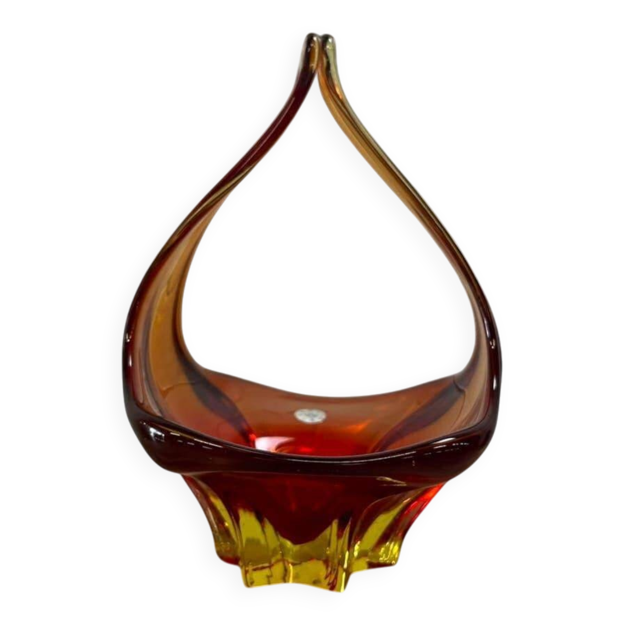 Orange vintage Murano glass bowl/plate/decoration