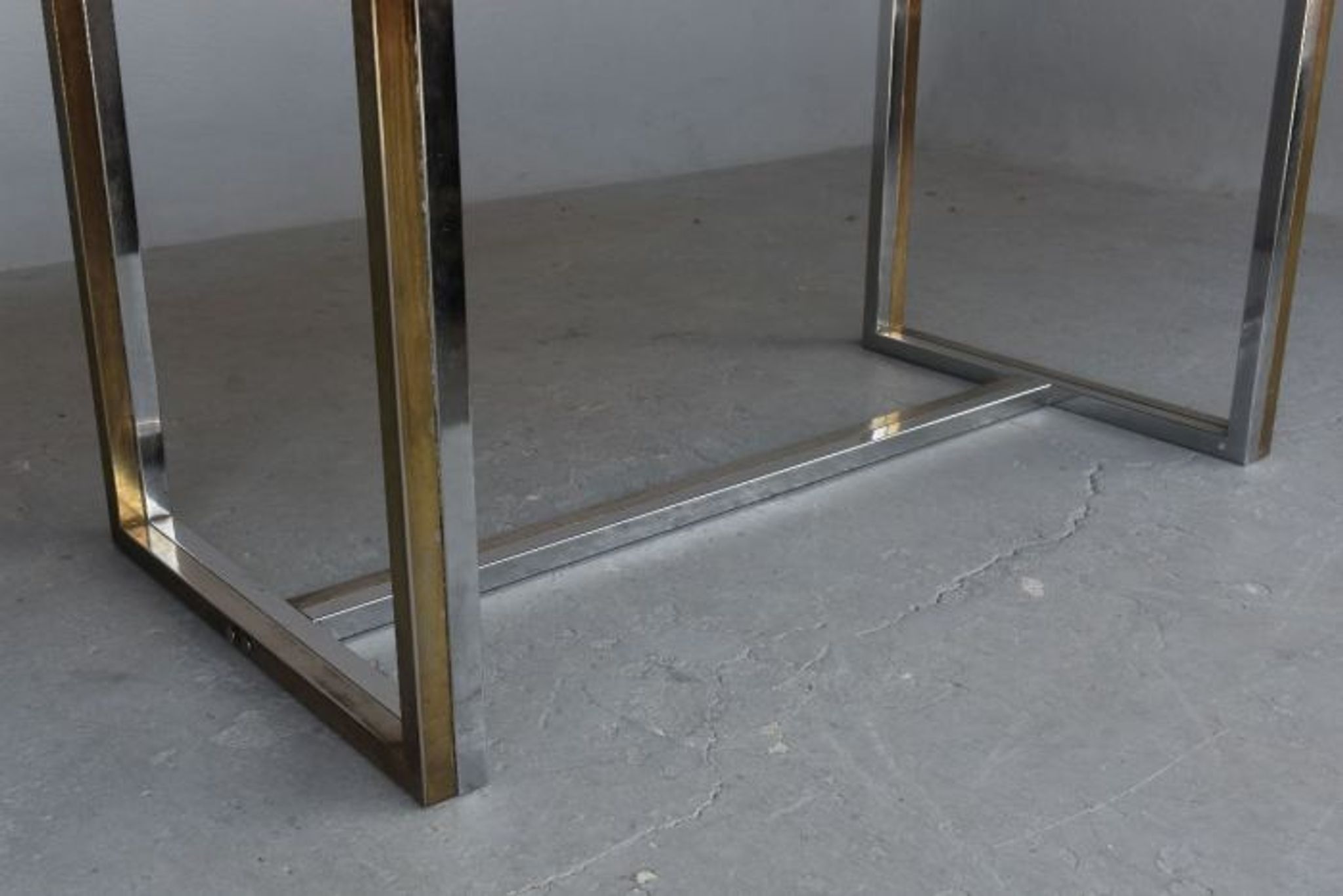 Vintage table 1970 chrome metal and glass