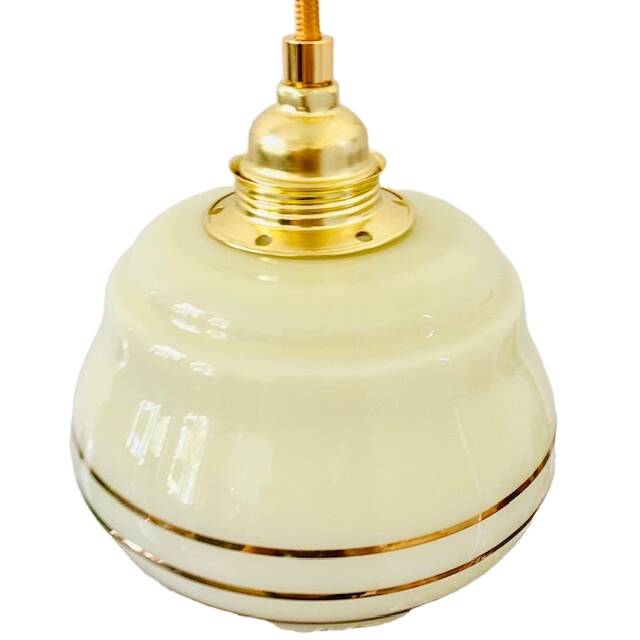 Vintage hanging lamp artdeco in yellow glass gold