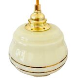 Lampe à suspension vintage artdeco en verre jaune or