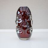 Mid-century modern handmade crystal vase in dark red by Börne Augustsson for Åseda