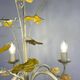 Vintage painted metal chandelier, foliage and flowers, 5 lights.