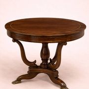 Empire round table – mahogany with inlays and claw feet