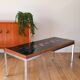 Table basse en céramique, teck & chrome, design, 1970