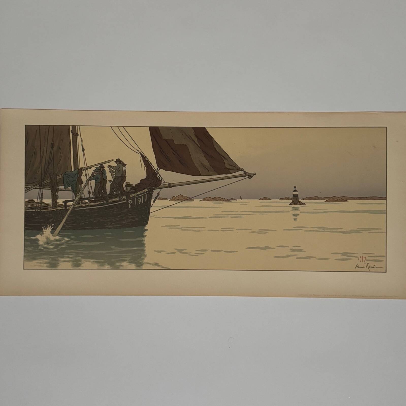 Lithographie par Henri Rivière La Féérie des Heures - Le Calme plat