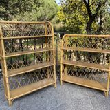 2 vintage rattan shelves
