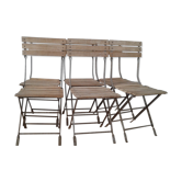 Chairs of wrought iron and wood white