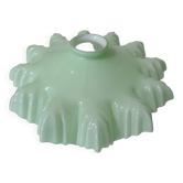 Ancienne lampe suspension verre opaline lustre abat jour vintage vert mint
