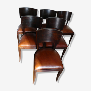 Wood and leather chairs
