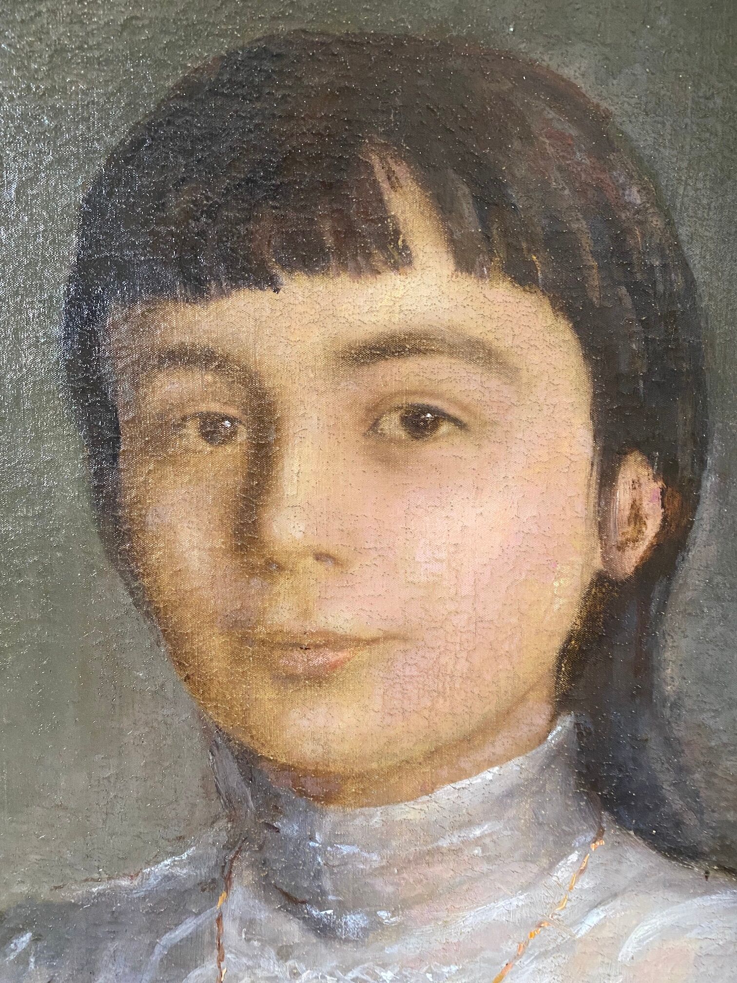 Portraits of young people oil on canvas signed 1914