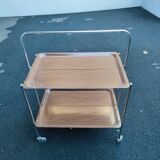 Folding side table on casters