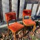 Pair of 1960 1970 chairs in wood and fur / vintage seat signed TAB
