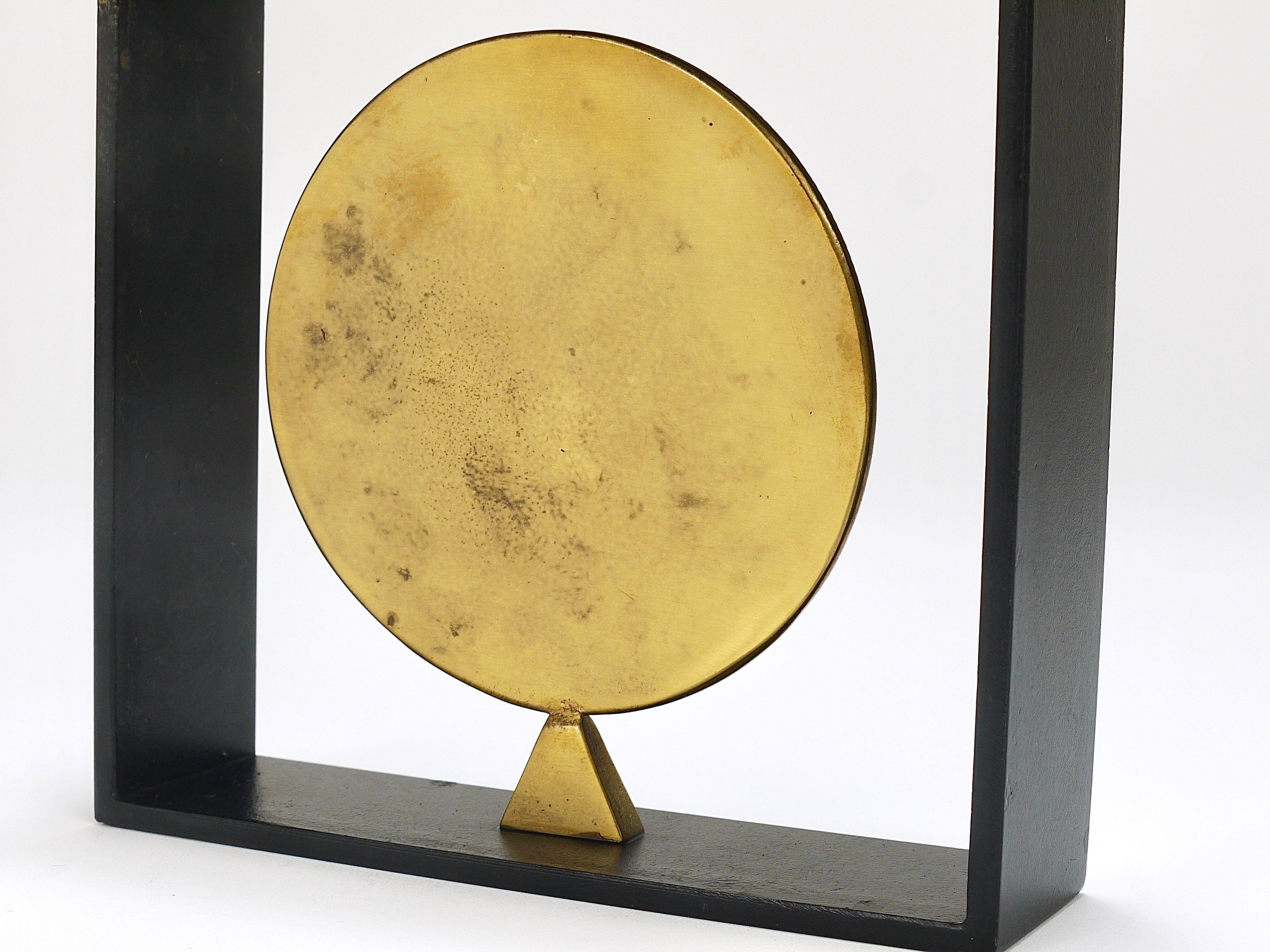 Iron and brass medal Carl Aubock bookends mid-century, Austria, 1970s