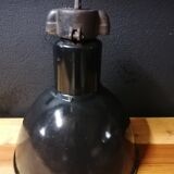 Industrial vintage factory pendant lamp, enamelled metal, 60s