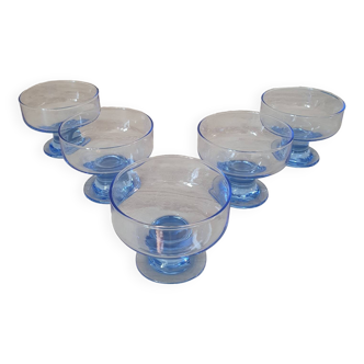 Set of 5 electric blue glass cups
