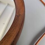 Miroir rond en bois de wengé massif, O.W. Hack Zwolle, Pays-Bas, années 1960