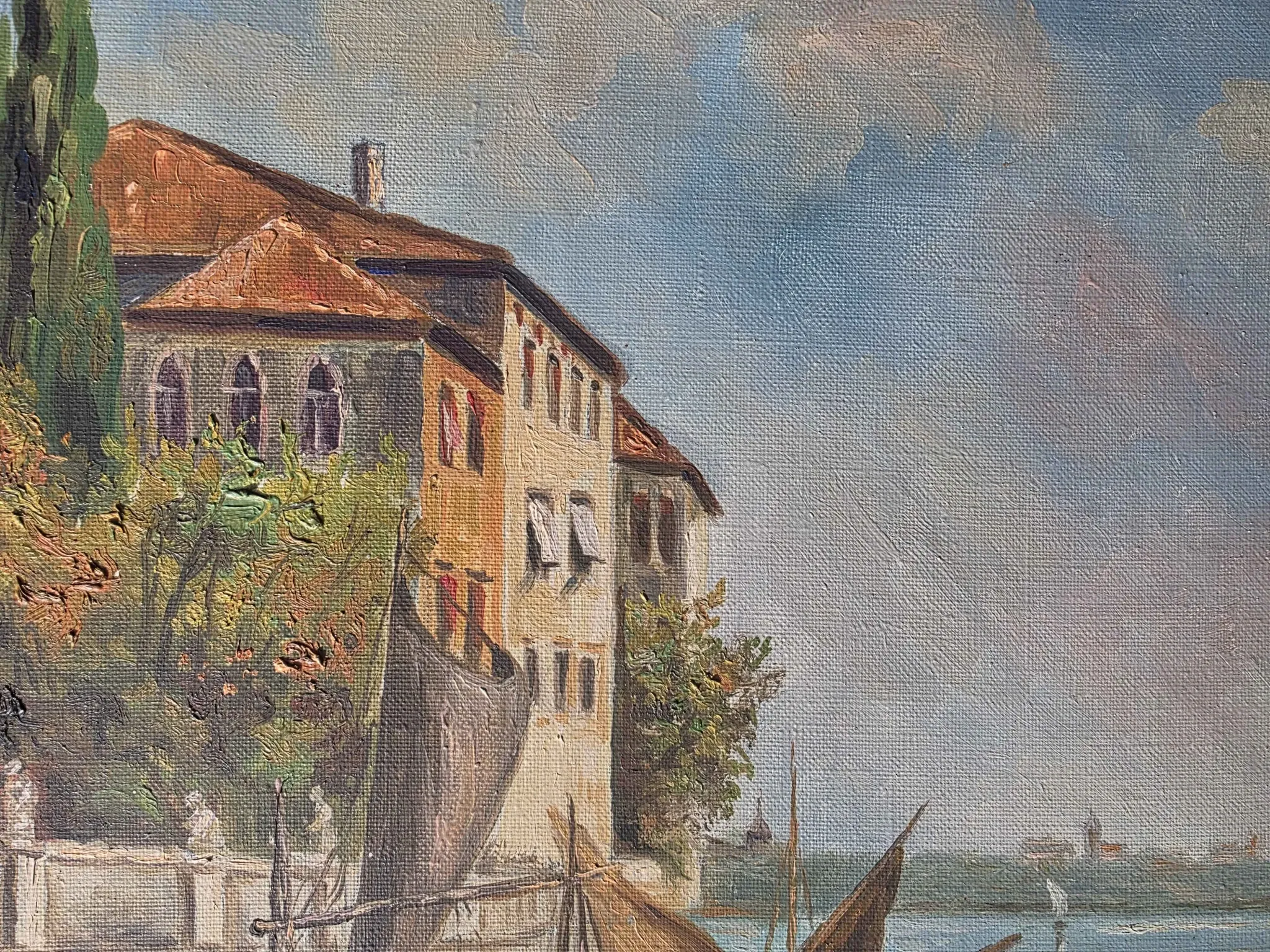 Italian Impressionist Oil Painting – Porto di Milano