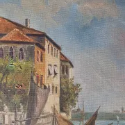 Italian Impressionist Oil Painting – Porto di Milano