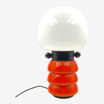 Lampe de table orange space age, F.lli Faver Italie, années 1970
