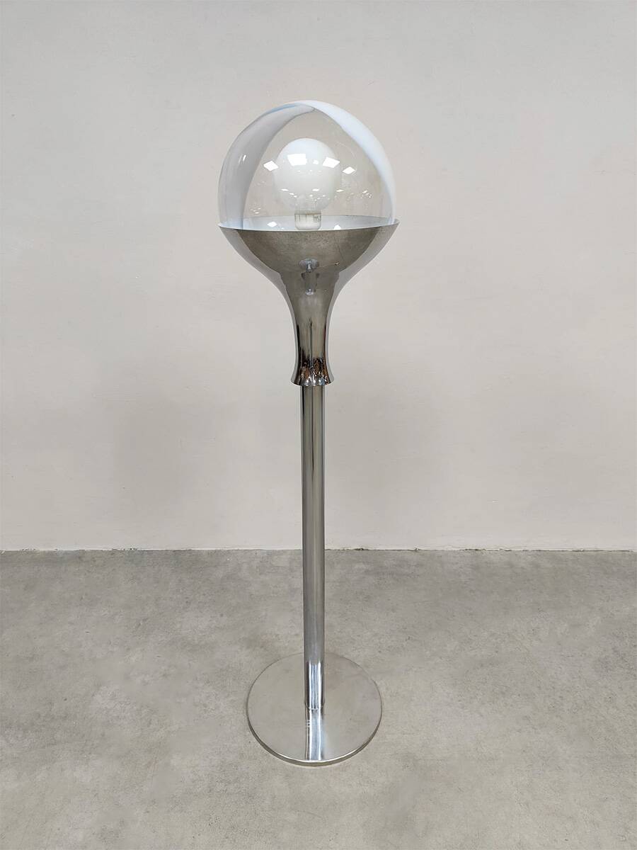 Italian design Murano glass globe floorlamp vintage Targetti 1960