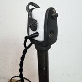 Industrial Black Enamel Factory Lamp with Porcelain Top, 1950s