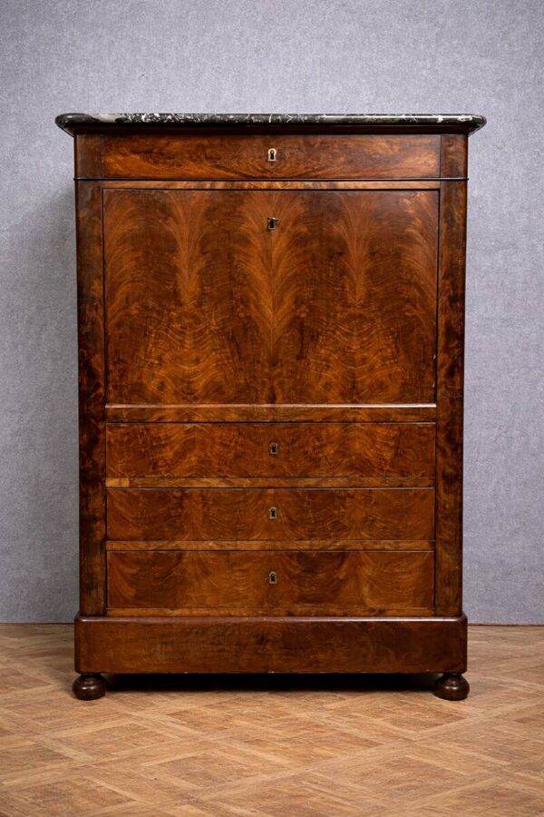 Secrétaire époque Louis Philippe en ronce de noyer, époque XIXe siècle