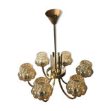 Brass-style chandelier and puffed glass 60/70