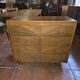 Vintage oak chest of drawers with herringbone patterns from the 1960s.