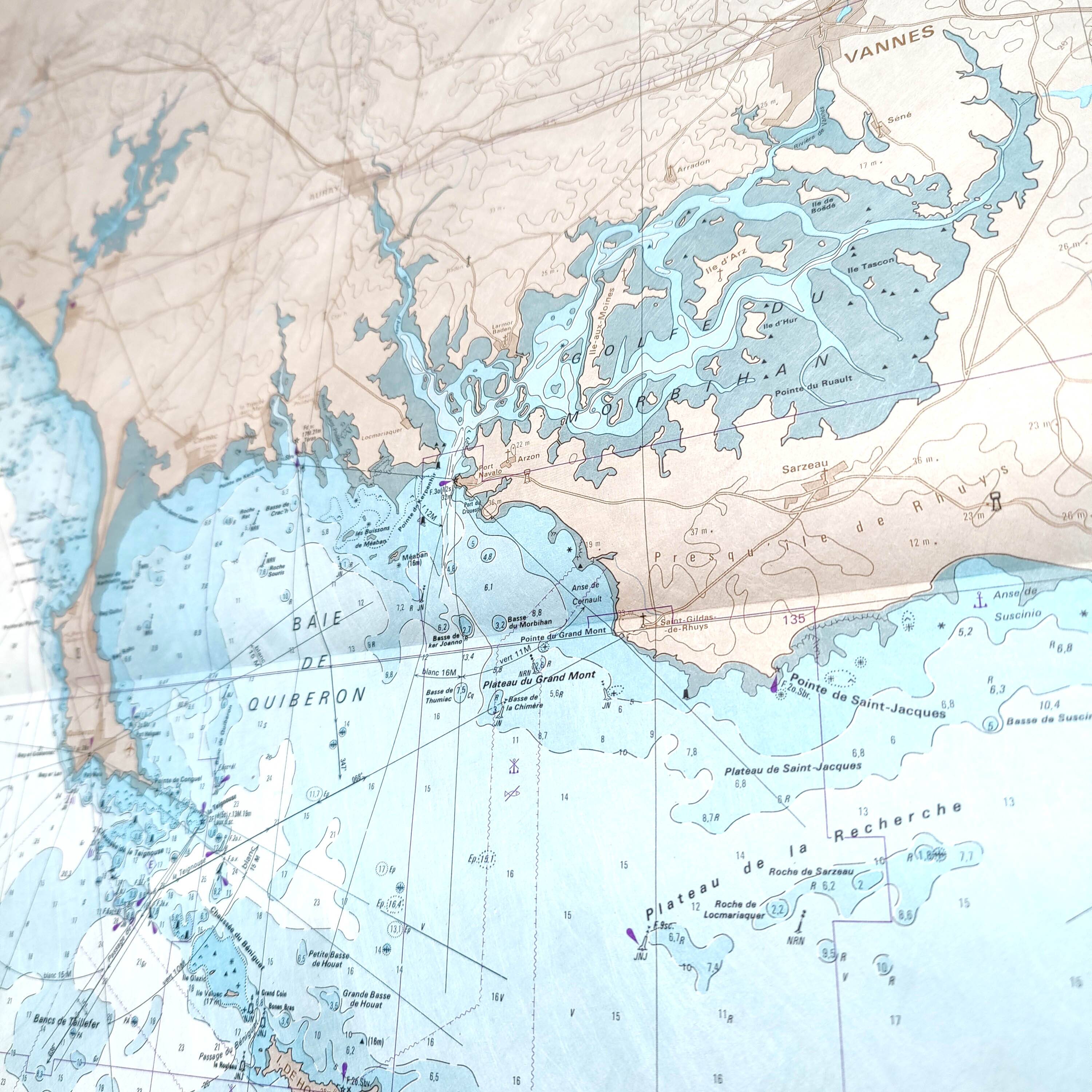 Map of Finistère and the Gulf of Morbihan, west coast of France, 1981
