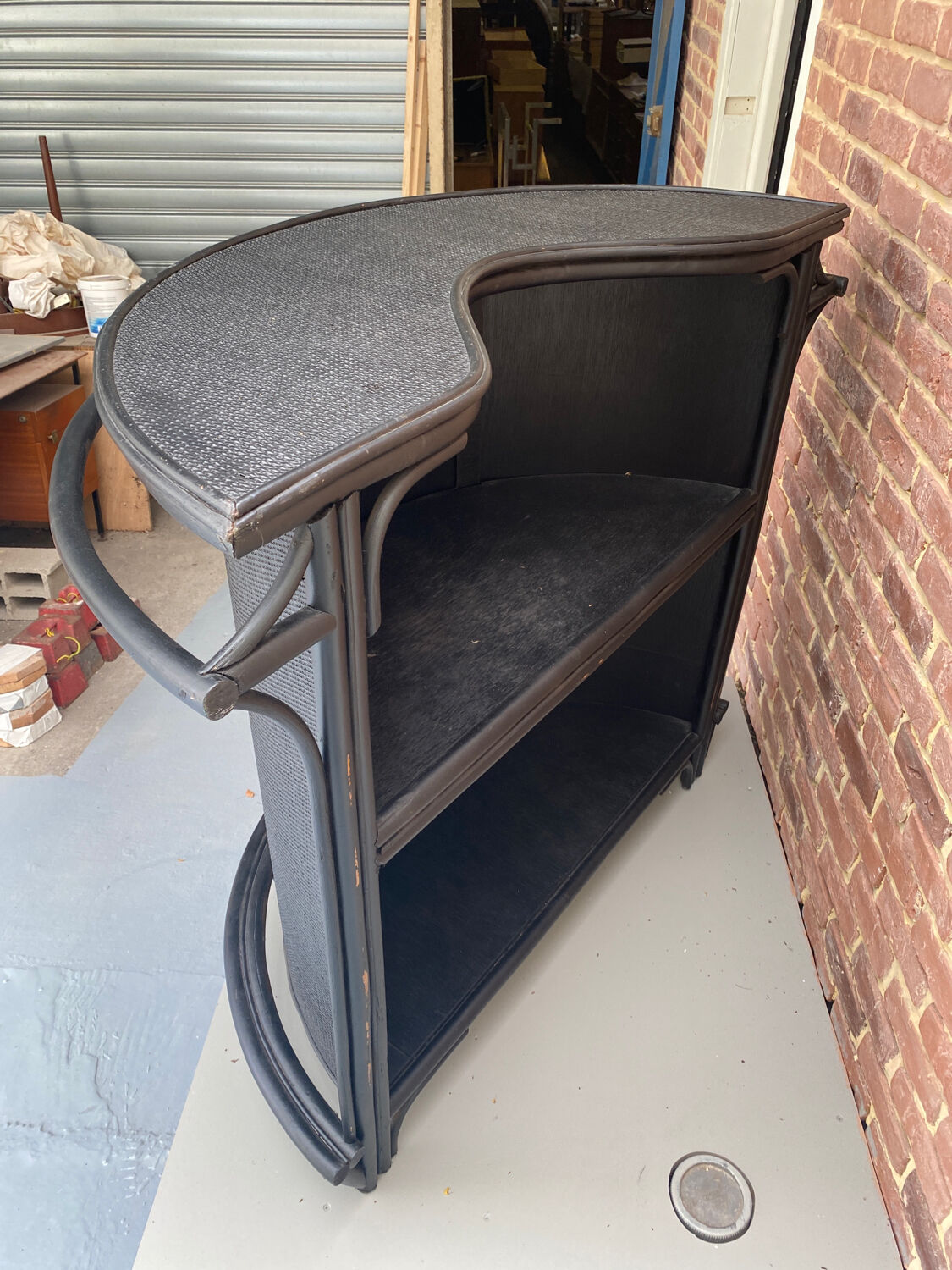 Vintage black rattan bar