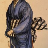 Color engraving XIXth Noble Lady of Japan