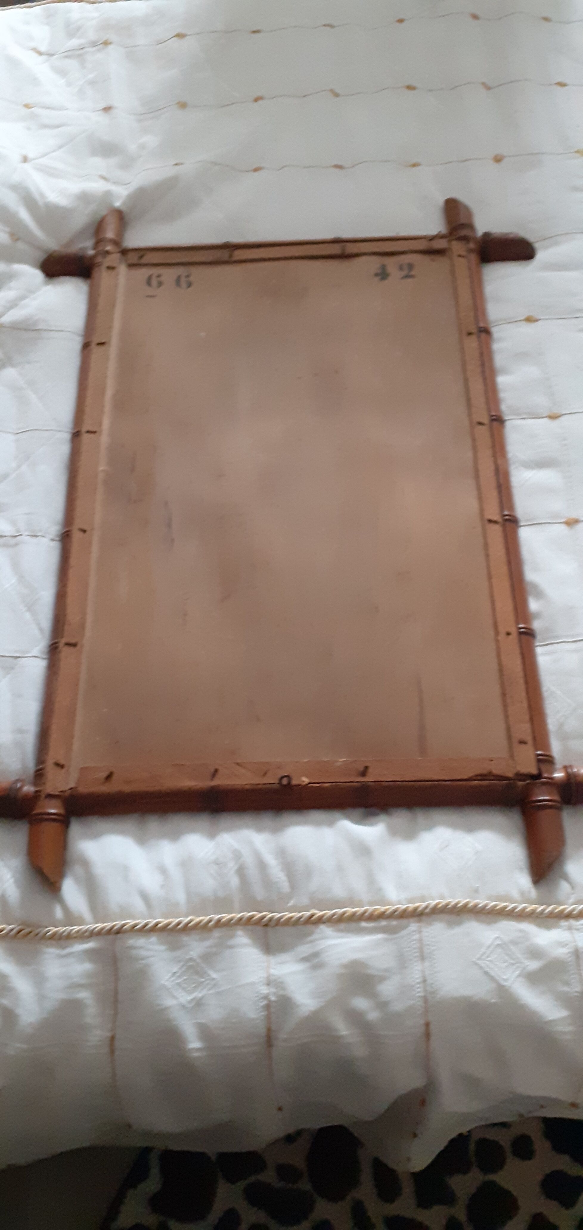Antique bamboo mirror 51x81cm