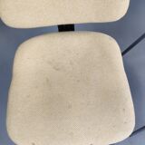 Pair of vintage chrome office chairs and beige fabric circa 70
