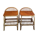 Vintage rattan bedside tables